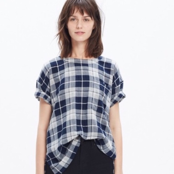 Madewell Tops - Madewell Emporia plaid oversized tee size Medium
